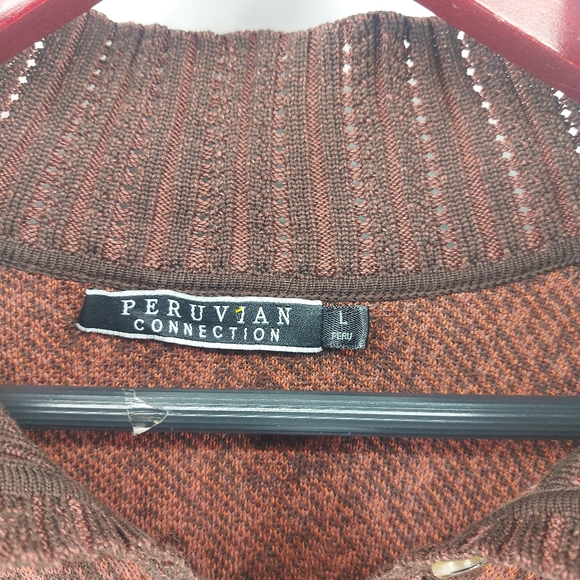 Peruvian Connection Pima Cotton 1/4 Button Patterned Sweater Size Large - Picture 3 of 5